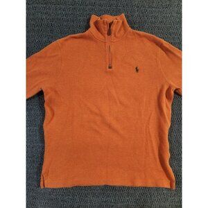 Polo Ralph Lauren 1/4 Zip Shirt Mens Small Orange Pullover Long Sleeve Pony